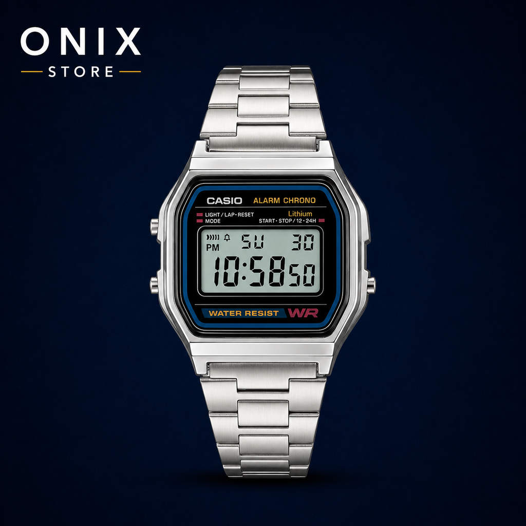 Casio Vintage A158WA-1 - Reloj hombre digital plateado retro pulsera acero