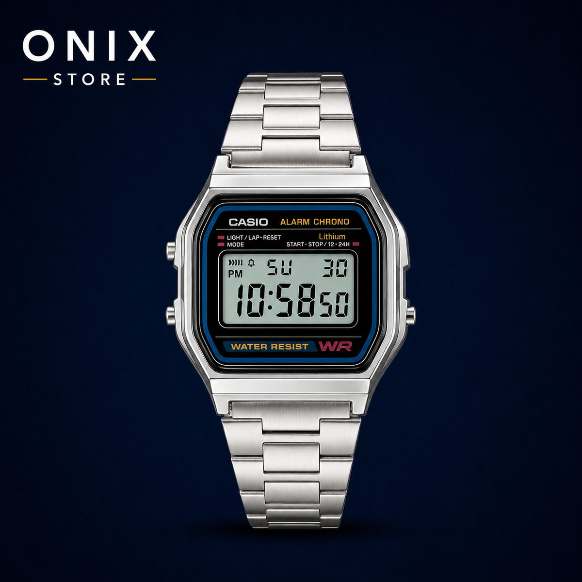 Casio Vintage A158WA-1 - Reloj hombre digital plateado retro pulsera acero