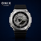 Casio G-Shock GM-2100-1A - CasiOak bisel metal plateado correa resina negra
