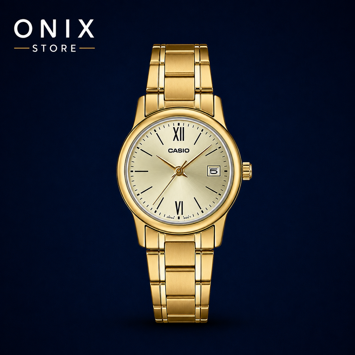 Casio LTP-V002G-9B3 - Reloj mujer analógico dorado esfera champagne números romanos