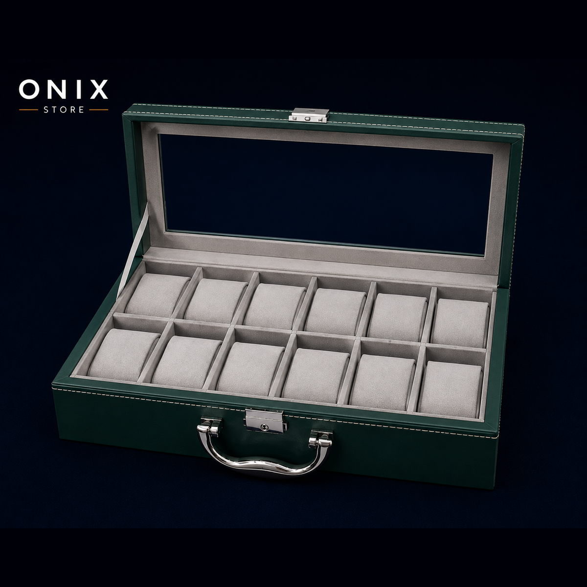 Estuche Organizador para 12 Relojes - Verde