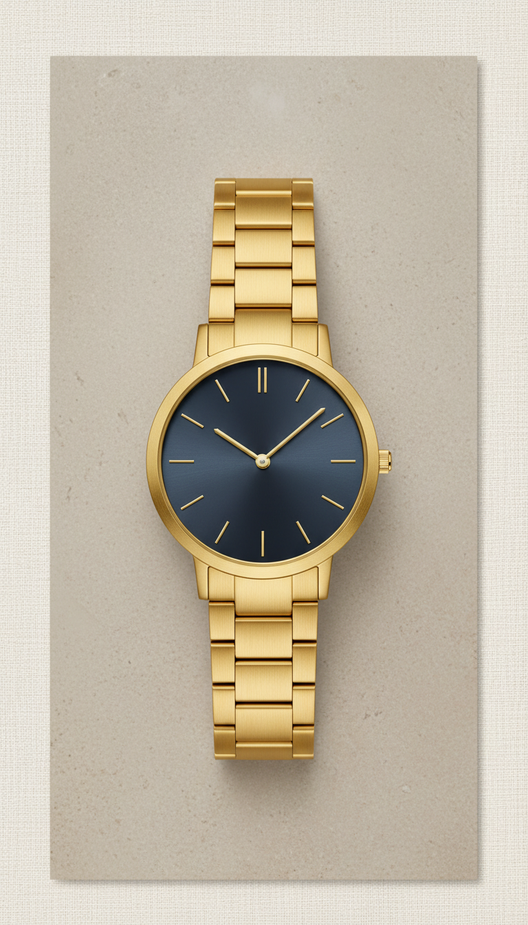 Reloj minimalista de oro cepillado