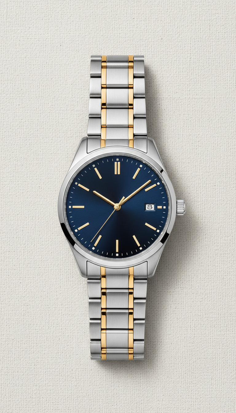 Reloj de acero con esfera azul marino